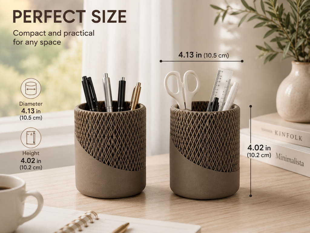 Modern Decorative Organizer Set of 2, Ribbed Vanity & Desktop Storage Cups