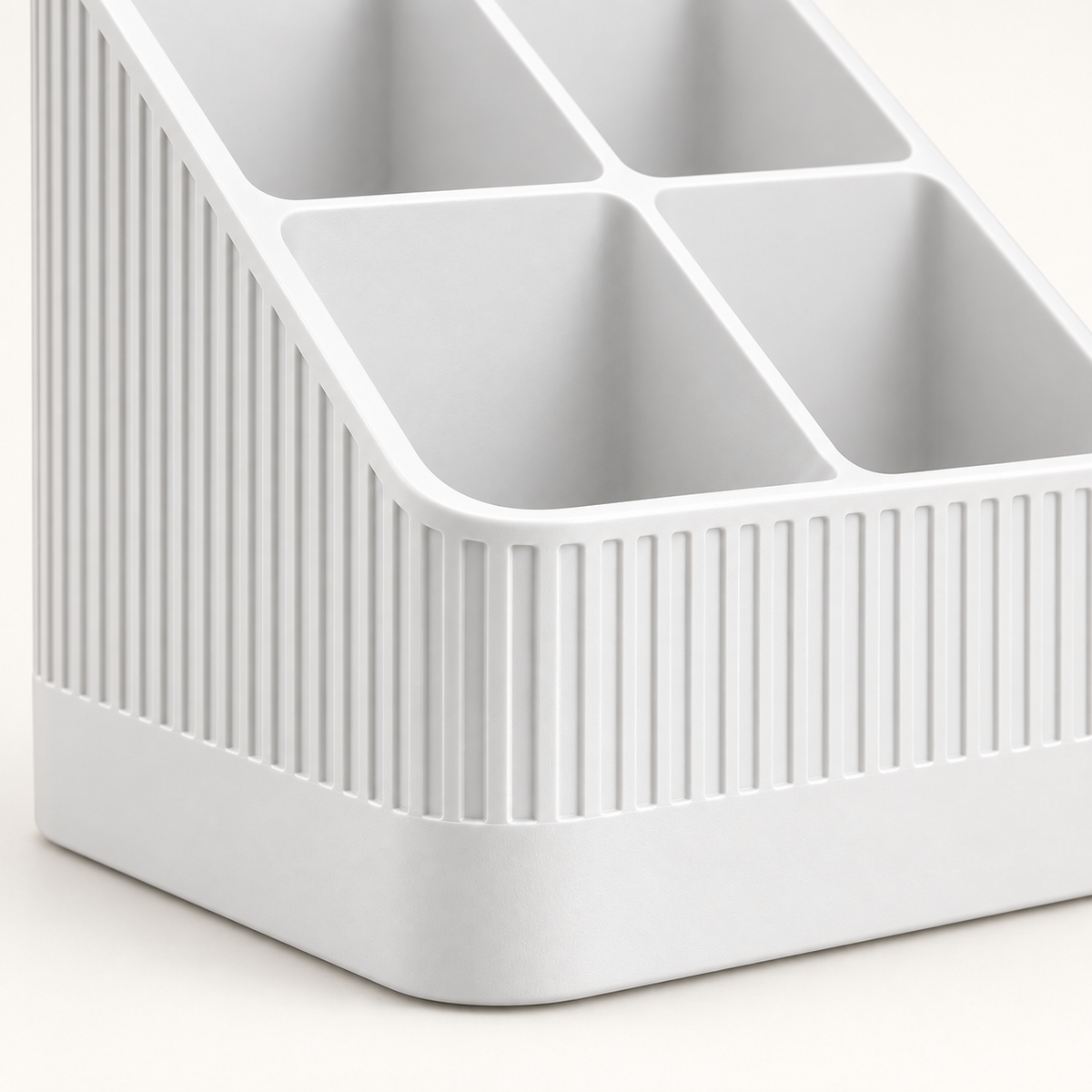Modern Ribbed Remote Control Holder, 4-Compartment Desk Organizer