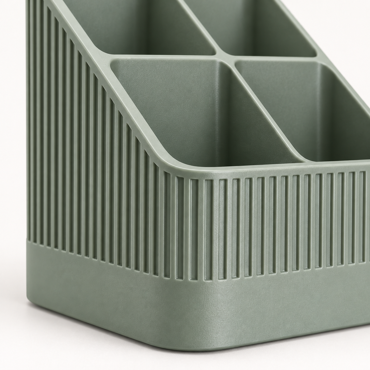 Modern Ribbed Remote Control Holder, 4-Compartment Desk Organizer