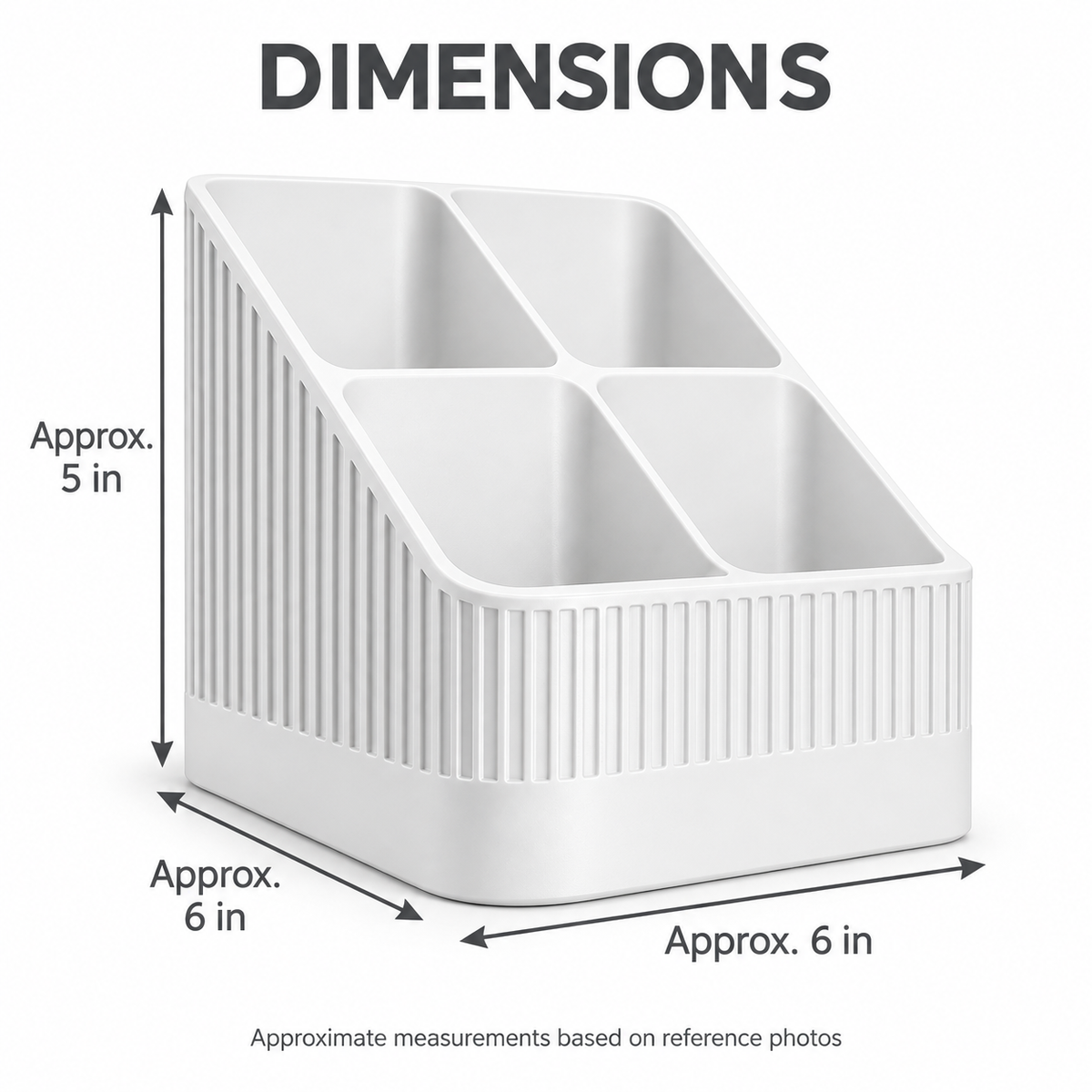 Modern Ribbed Remote Control Holder, 4-Compartment Desk Organizer