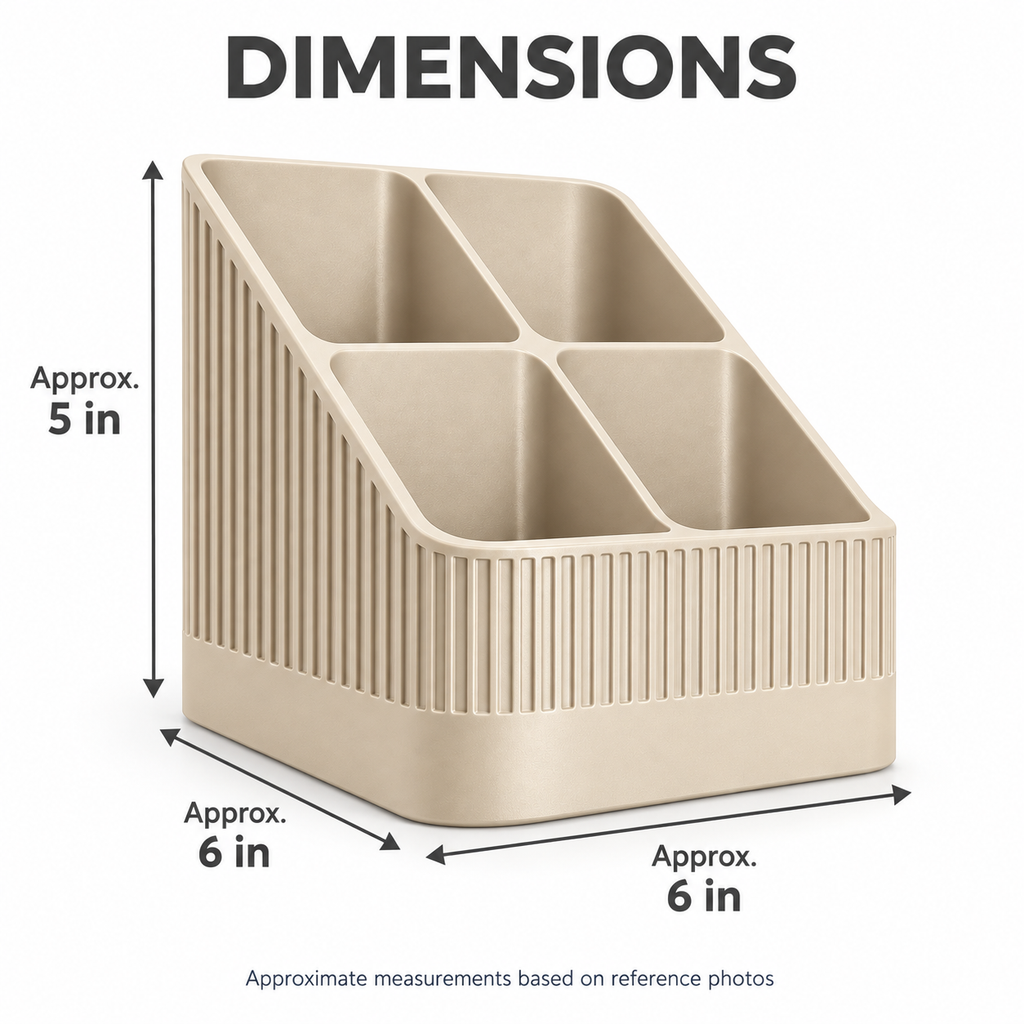 Modern Ribbed Remote Control Holder, 4-Compartment Desk Organizer