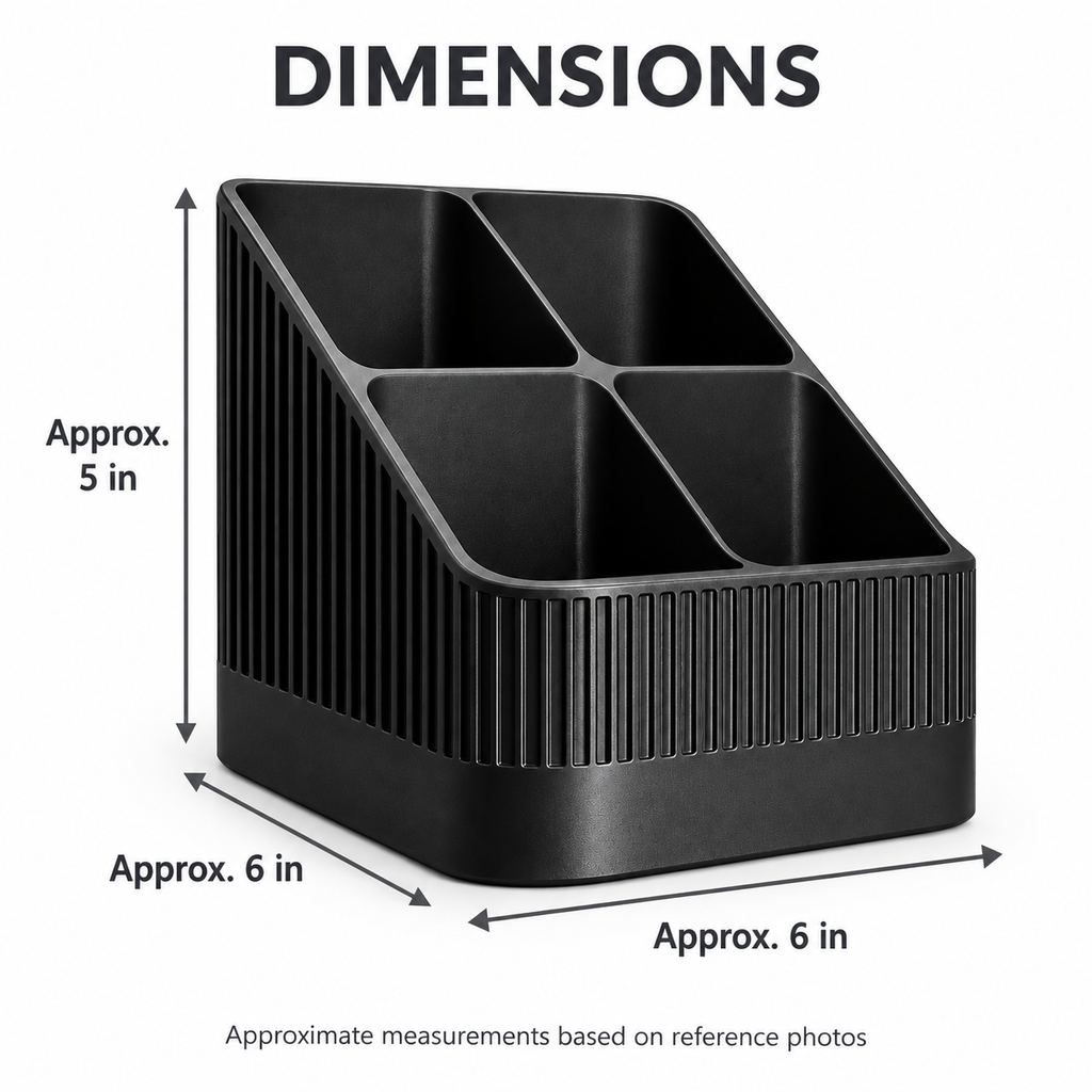 Modern Ribbed Remote Control Holder, 4-Compartment Desk Organizer