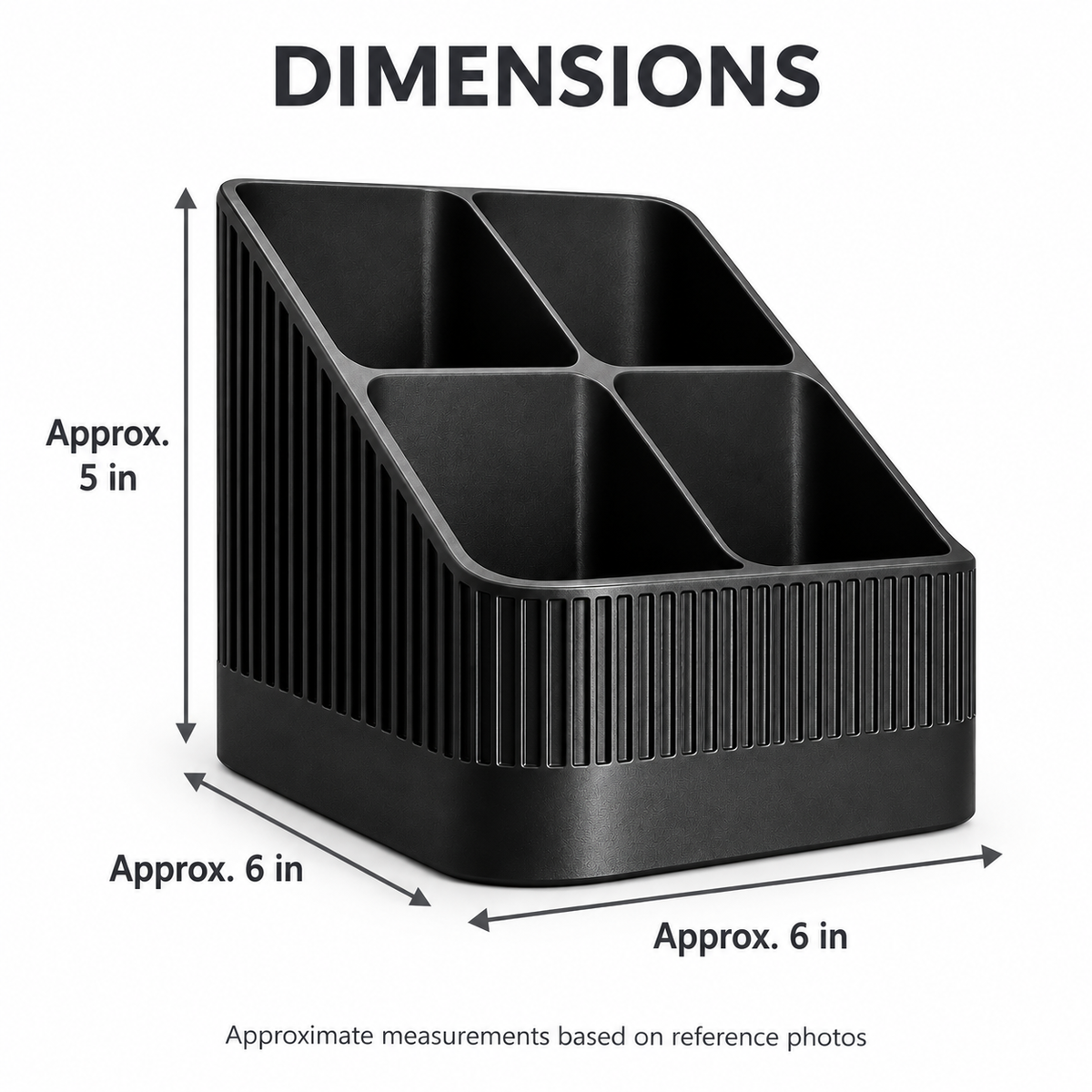 Modern Ribbed Remote Control Holder, 4-Compartment Desk Organizer