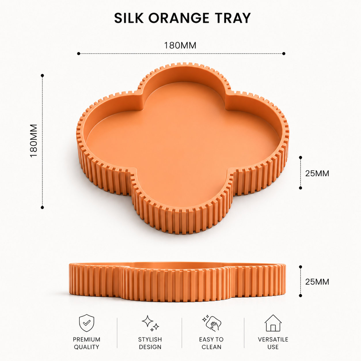 Decorative Clover Tray, Fluted Vanity Tray for Bathroom Counter, Perfume Organizer, Jewelry Holder and Home Decor Accent