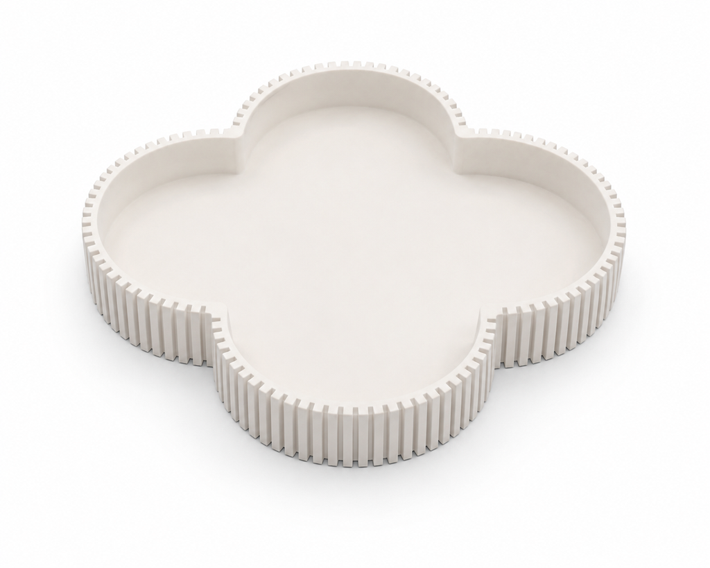 Decorative Clover Tray, Fluted Vanity Tray for Bathroom Counter, Perfume Organizer, Jewelry Holder and Home Decor Accent