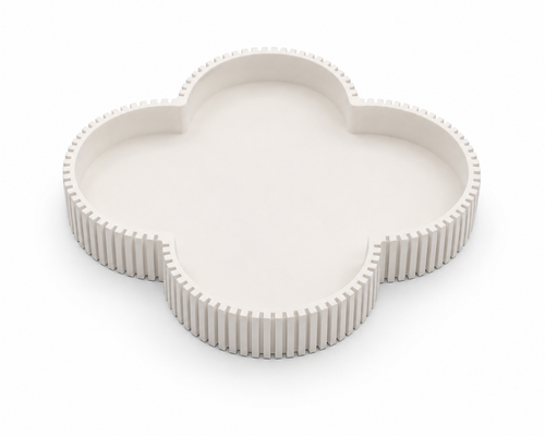 Decorative Clover Tray, Fluted Vanity Tray for Bathroom Counter, Perfume Organizer, Jewelry Holder and Home Decor Accent
