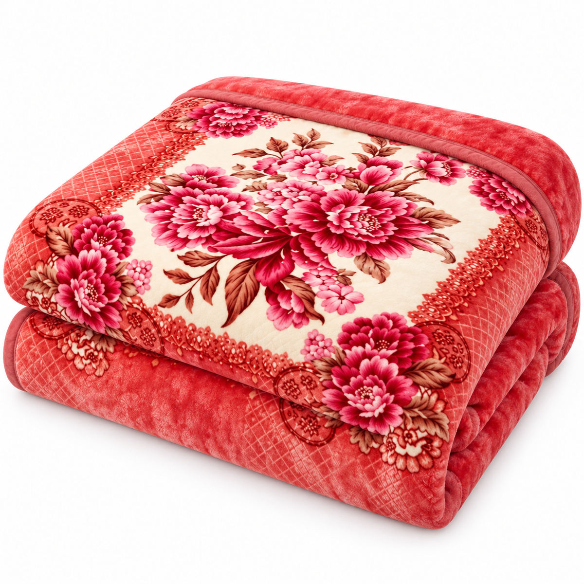 Queen Size Reversible Plush Blanket, 1 Ply Korean Mink Raschel Blanket