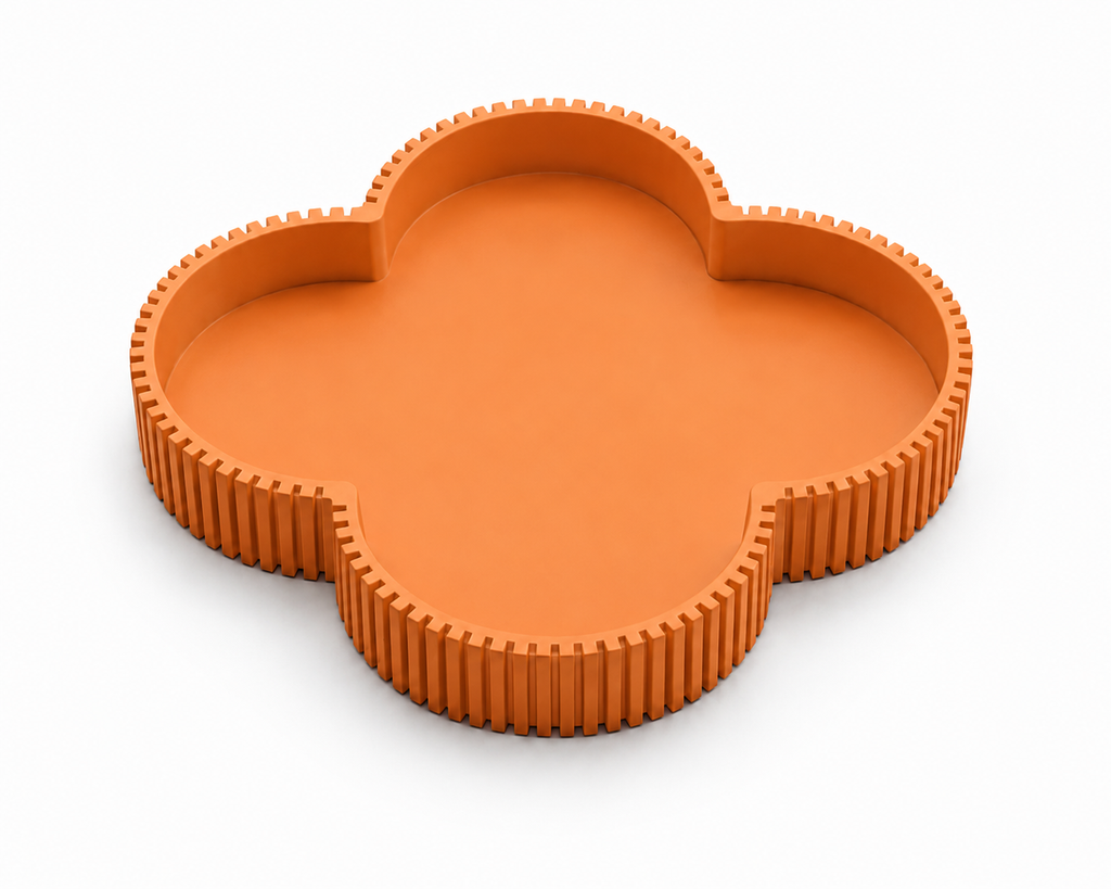Decorative Clover Tray, Fluted Vanity Tray for Bathroom Counter, Perfume Organizer, Jewelry Holder and Home Decor Accent