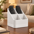 Modern Ribbed Remote Control Holder, 4-Compartment Desk Organizer
