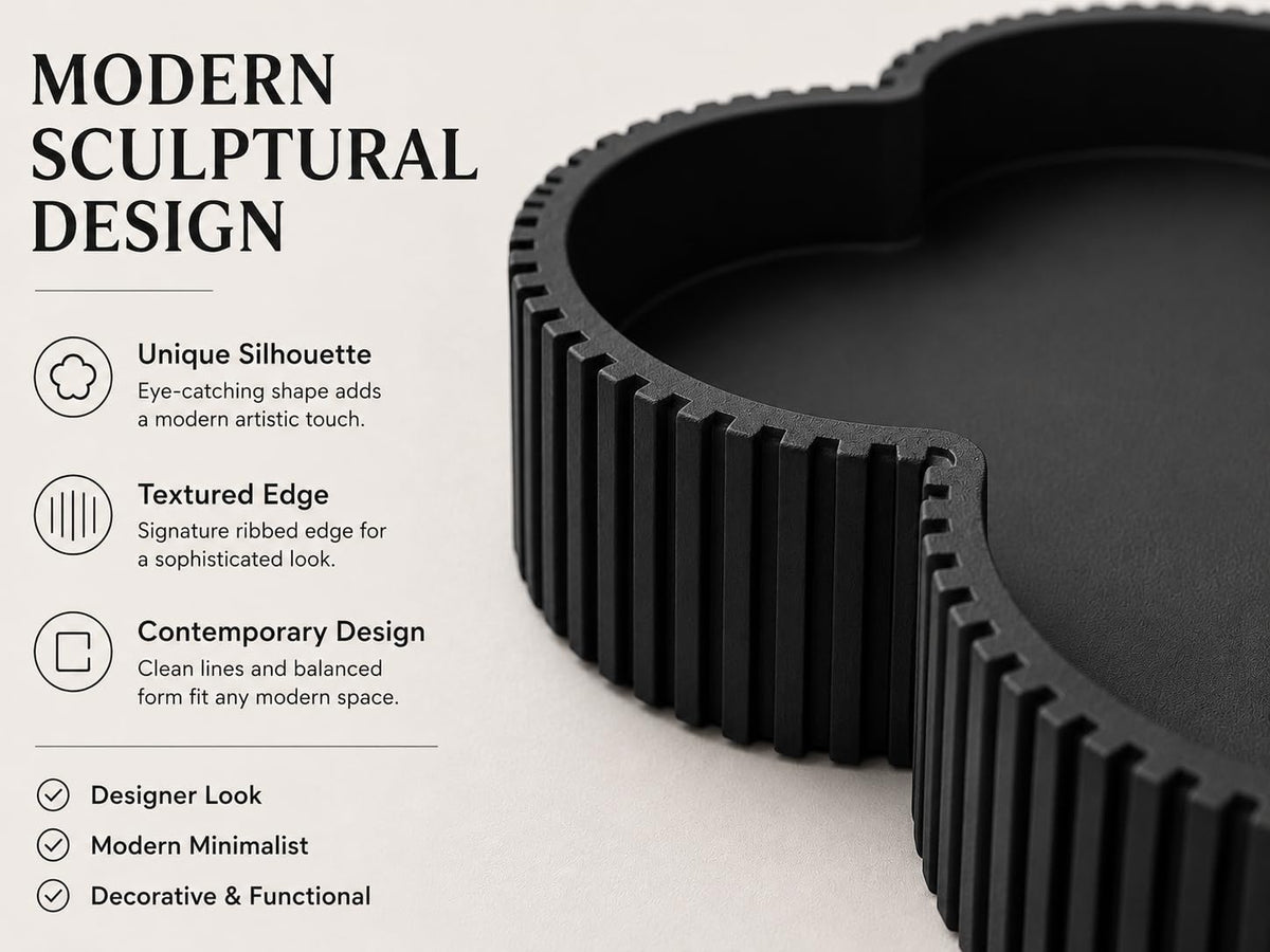Modern sculptural ribbed edge detail close-up