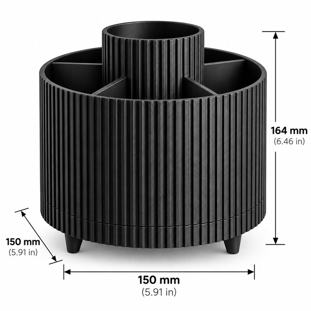 360° Rotating Makeup Organizer – 5-Compartment Spinning Desk & Vanity Storage Caddy