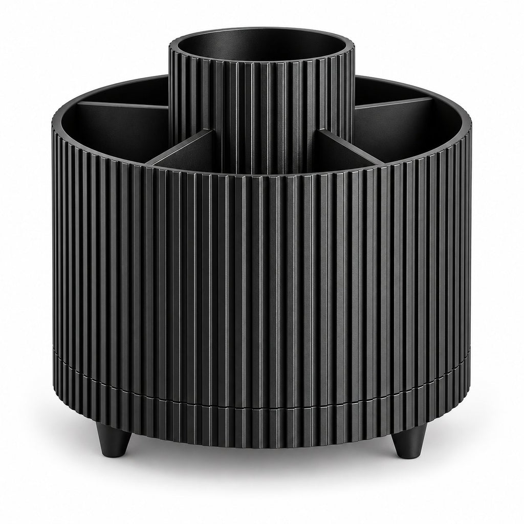 360° Rotating Makeup Organizer – 5-Compartment Spinning Desk & Vanity Storage Caddy