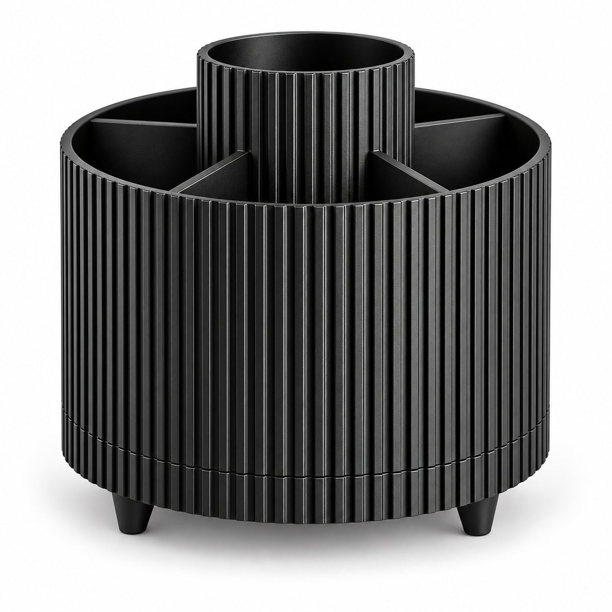 360° Rotating Makeup Organizer – 5-Compartment Spinning Desk & Vanity Storage Caddy