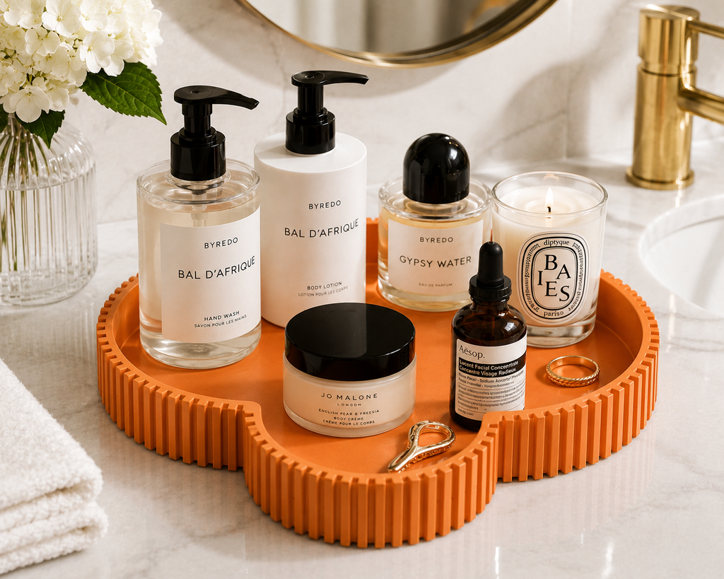 Decorative Clover Tray, Fluted Vanity Tray for Bathroom Counter, Perfume Organizer, Jewelry Holder and Home Decor Accent