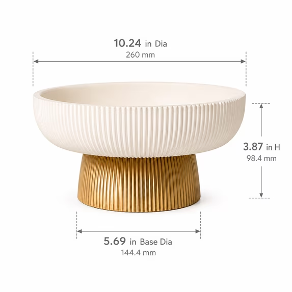 10.2 Inch Fluted Pedestal Decorative Tray, Round Vanity Catchall Organizer