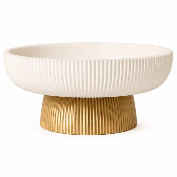 10.2 Inch Fluted Pedestal Decorative Tray, Round Vanity Catchall Organizer