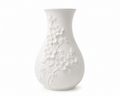 White Embossed Floral Vase, Decorative Flower Vase for Living Room and Tabletop Decor
