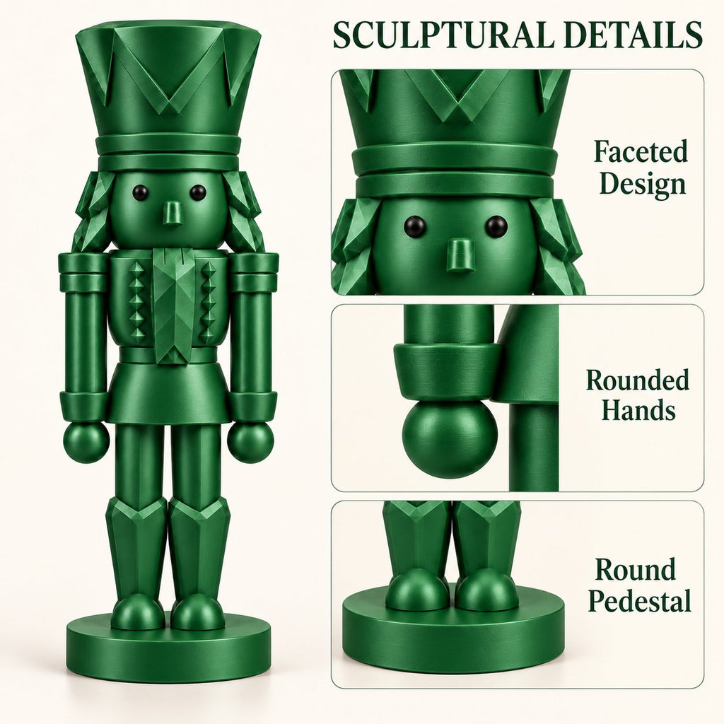 Emerald green nutcracker figurine detail close-up