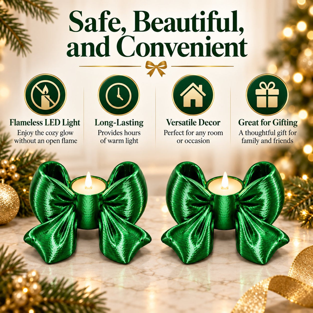 Flameless LED, long-lasting, versatile decor, great for gifting