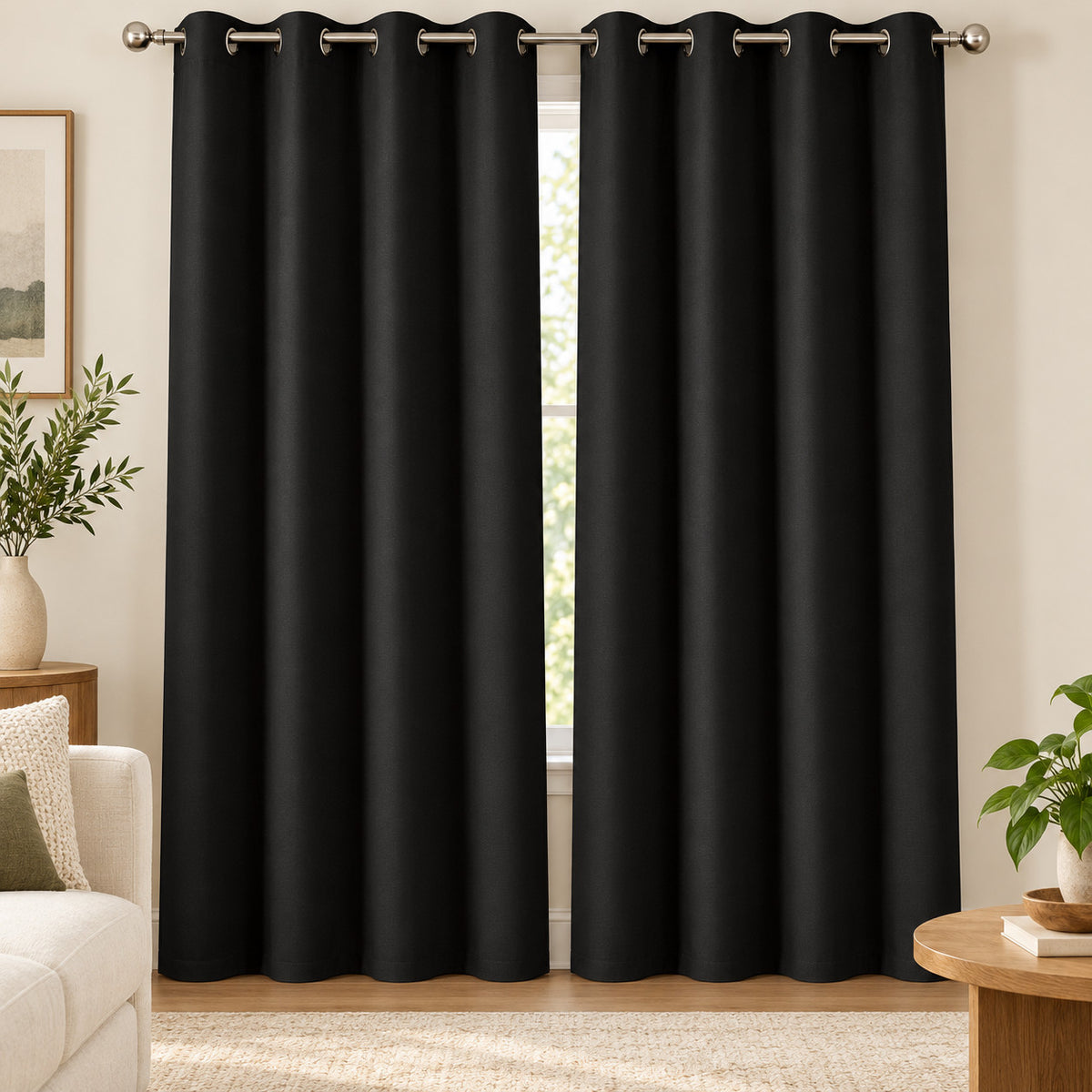 Black blackout curtains for bedroom
