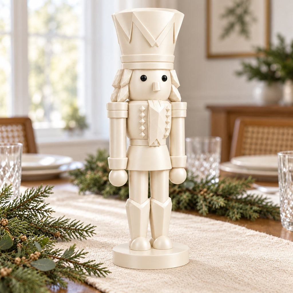 Ivory nutcracker figurine as a dining table centerpiece