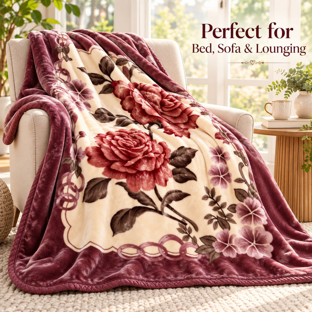 Rose floral blanket, perfect for bed sofa and lounging