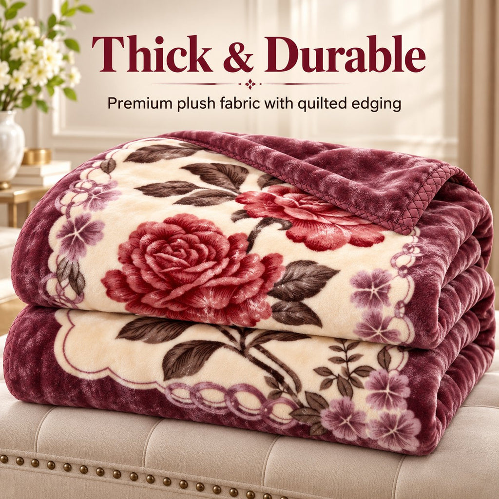 Thick and durable plush fabric with quilted edging