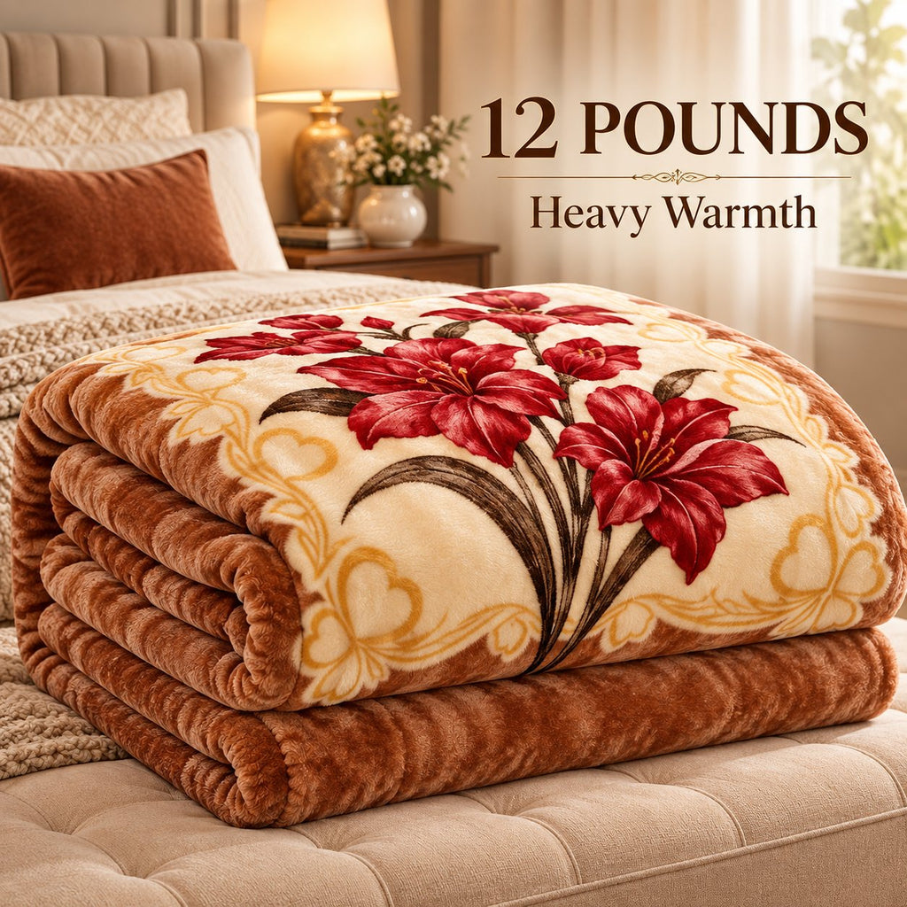 12 pounds heavy warmth, folded king blanket on bed