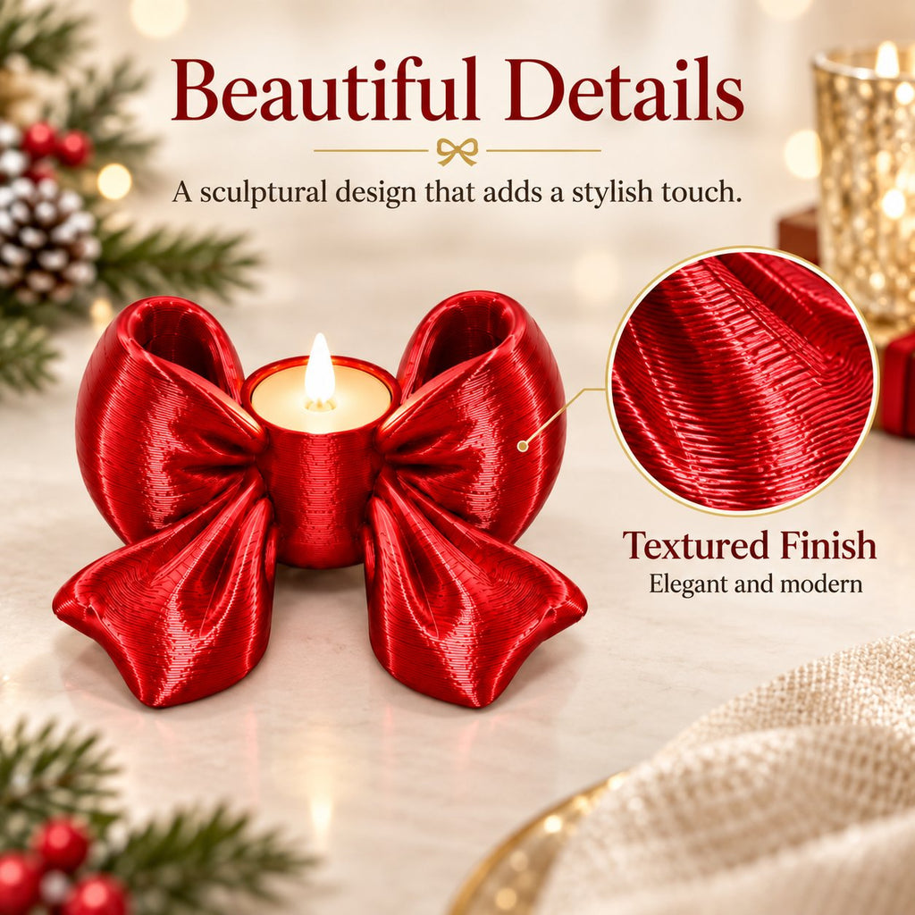 Red bow holder textured finish close-up detail
