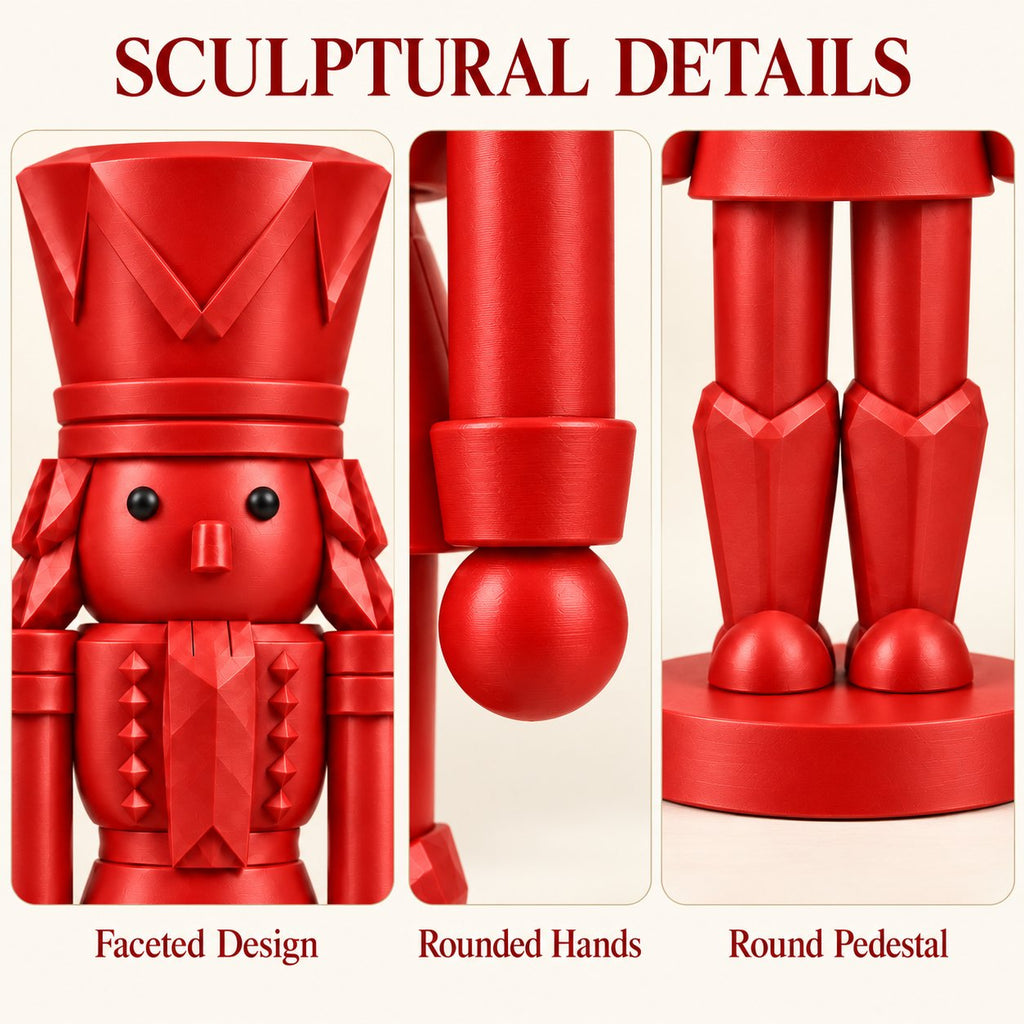 Classic red nutcracker figurine detail close-up
