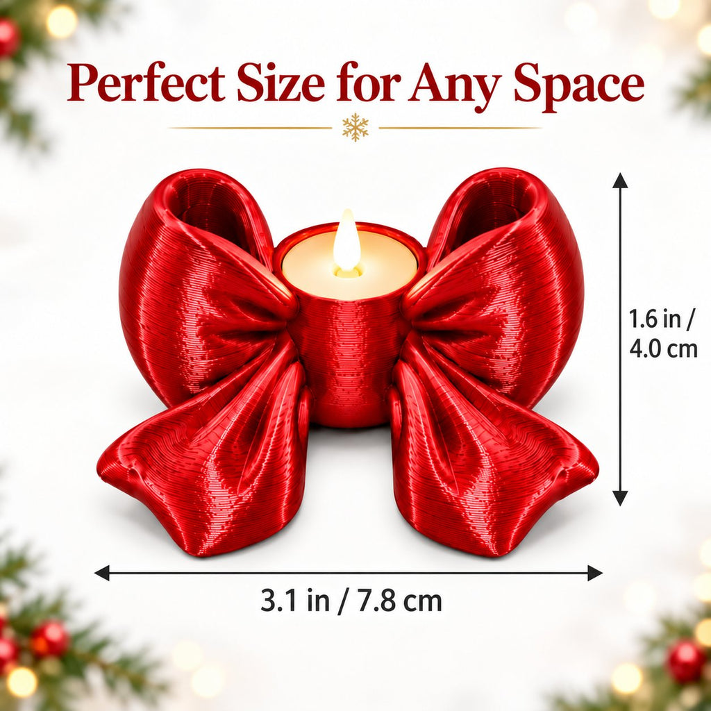 Red bow candle holder dimensions 3.1 x 1.6 inches