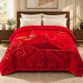 King size 85 x 95 inches rose mink blanket, full pattern flat lay