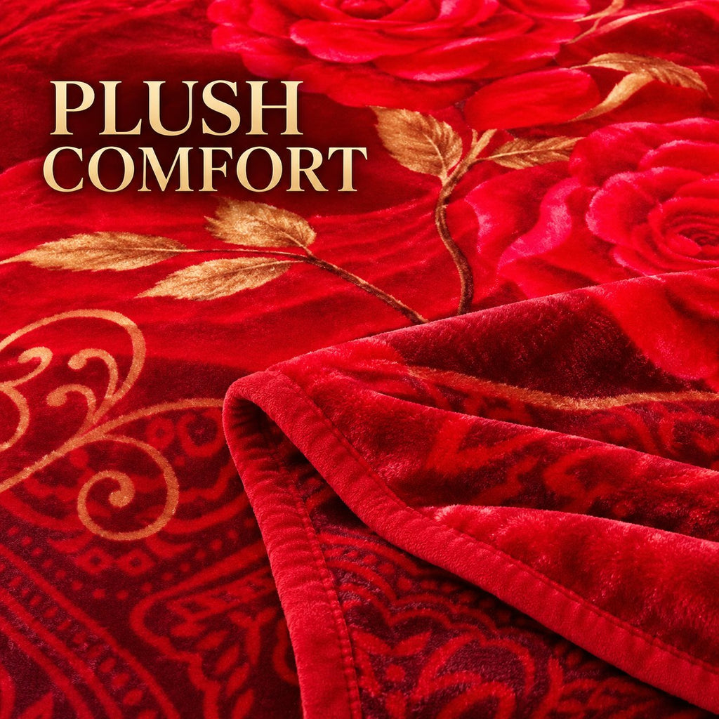 Plush comfort close-up of red rose mink fleece