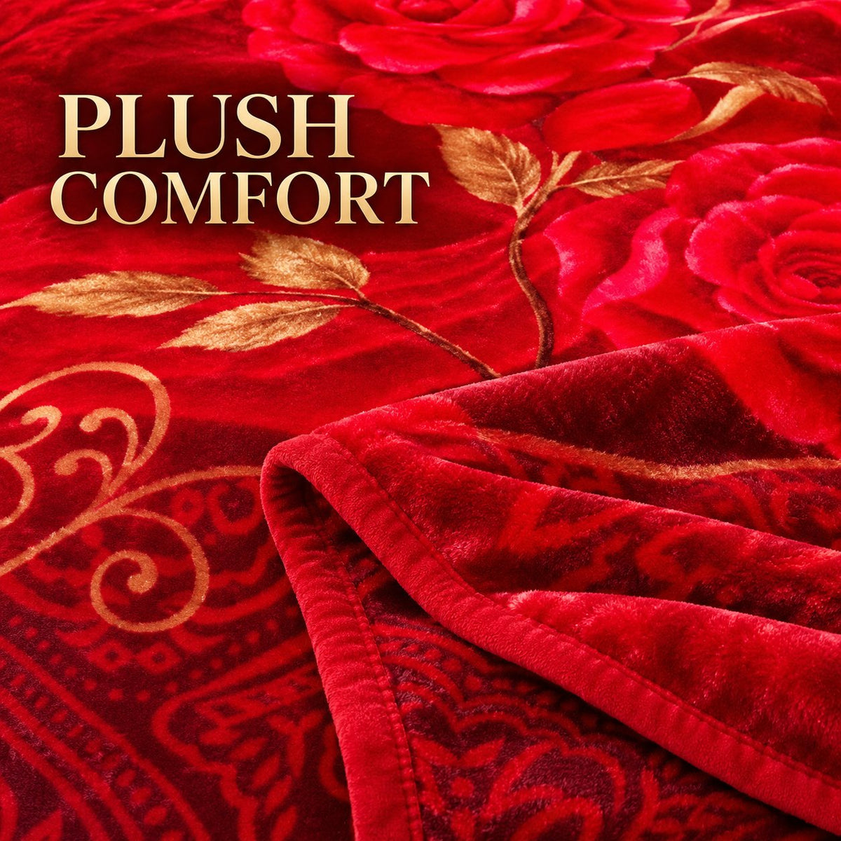 Plush comfort close-up of red rose mink fleece