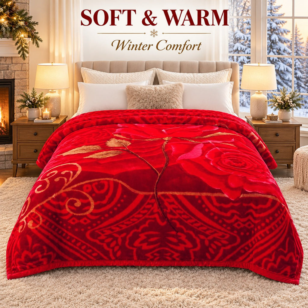 Soft and cozy red rose plush blanket texture