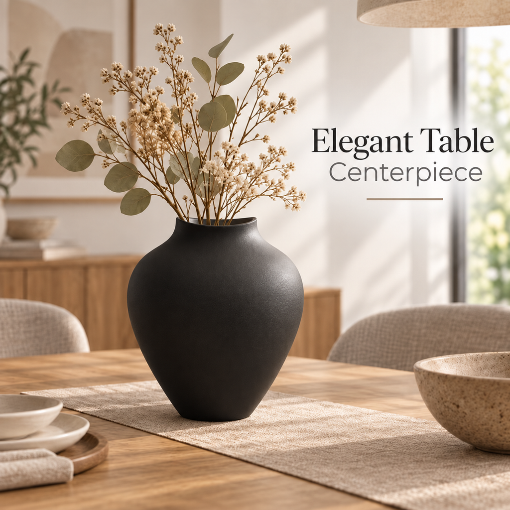 10 Inch Modern Decorative Vase, Minimalist Round Vase for Home Decor