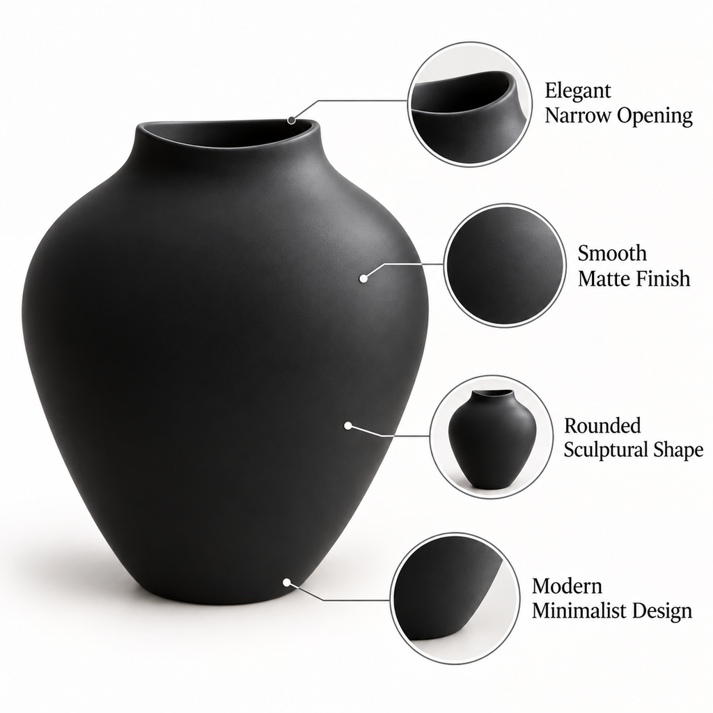 10 Inch Modern Decorative Vase, Minimalist Round Vase for Home Decor