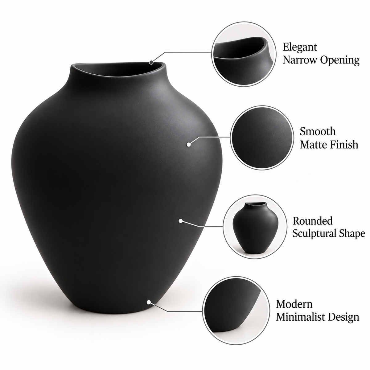 10 Inch Modern Decorative Vase, Minimalist Round Vase for Home Decor