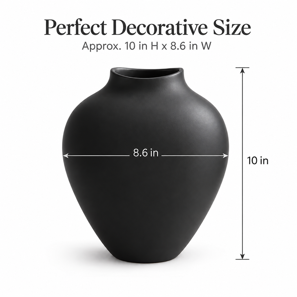 10 Inch Modern Decorative Vase, Minimalist Round Vase for Home Decor