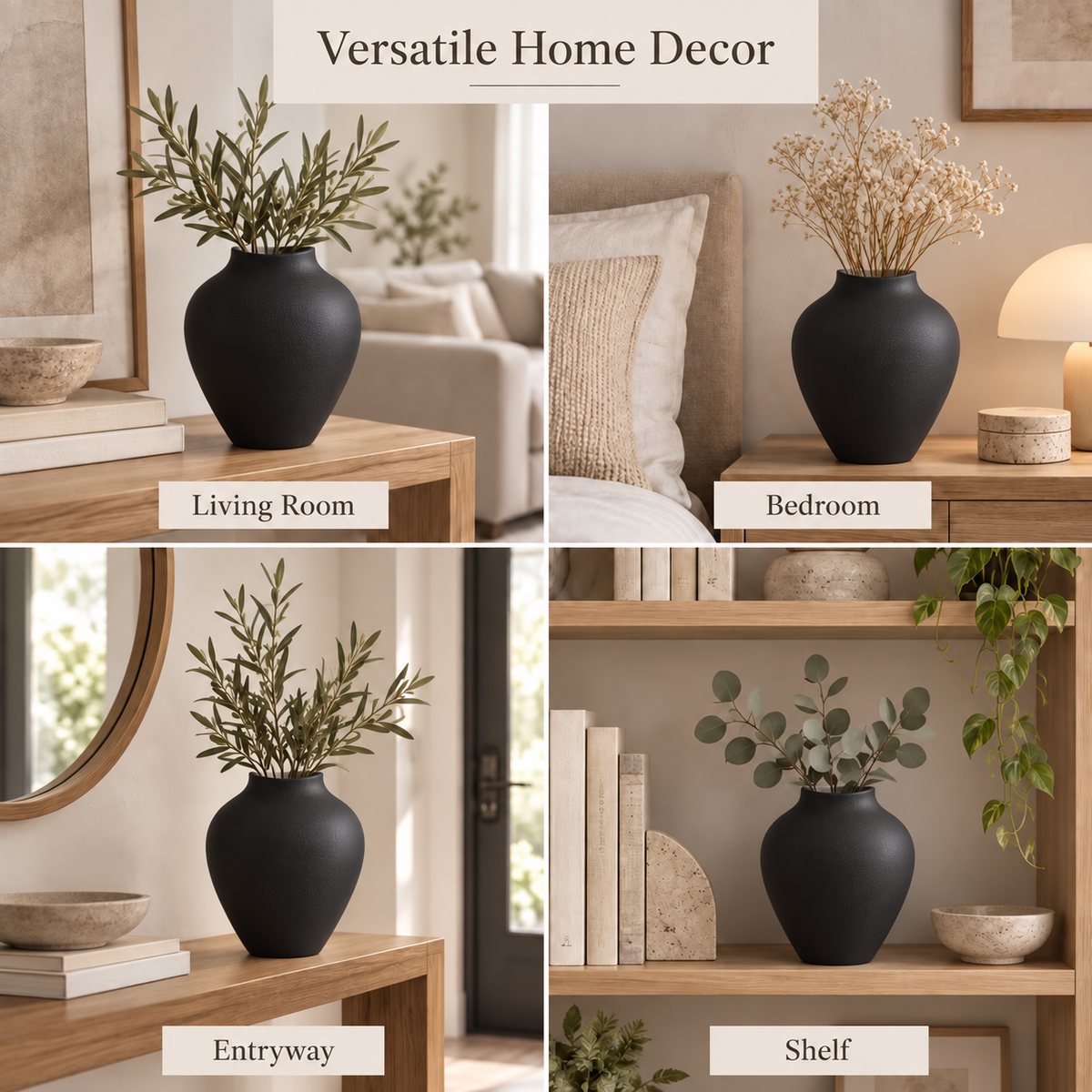 10 Inch Modern Decorative Vase, Minimalist Round Vase for Home Decor