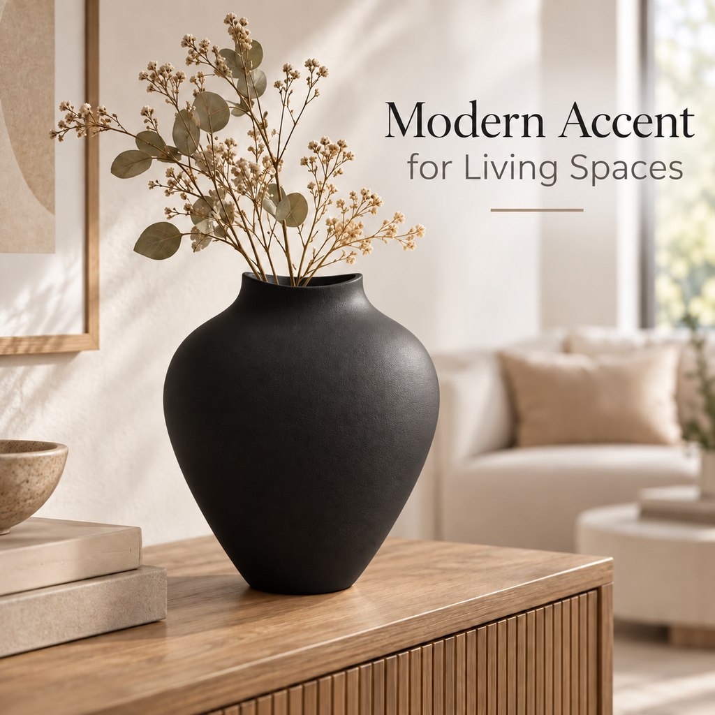 10 Inch Modern Decorative Vase, Minimalist Round Vase for Home Decor