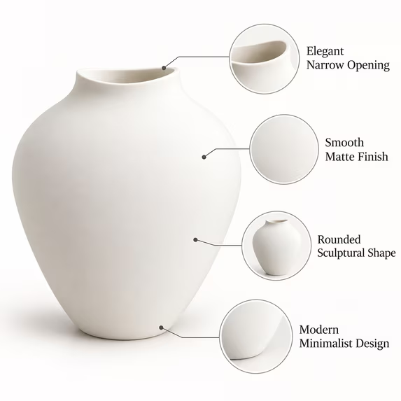 10 Inch Modern Decorative Vase, Minimalist Round Vase for Home Decor