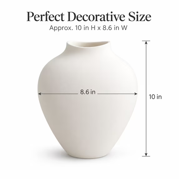 10 Inch Modern Decorative Vase, Minimalist Round Vase for Home Decor