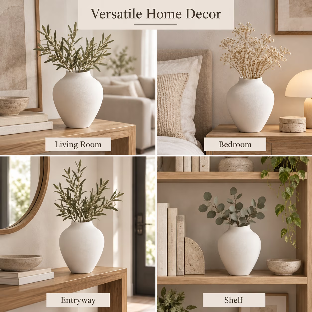 10 Inch Modern Decorative Vase, Minimalist Round Vase for Home Decor