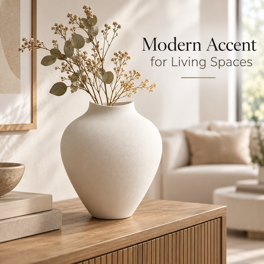 10 Inch Modern Decorative Vase, Minimalist Round Vase for Home Decor