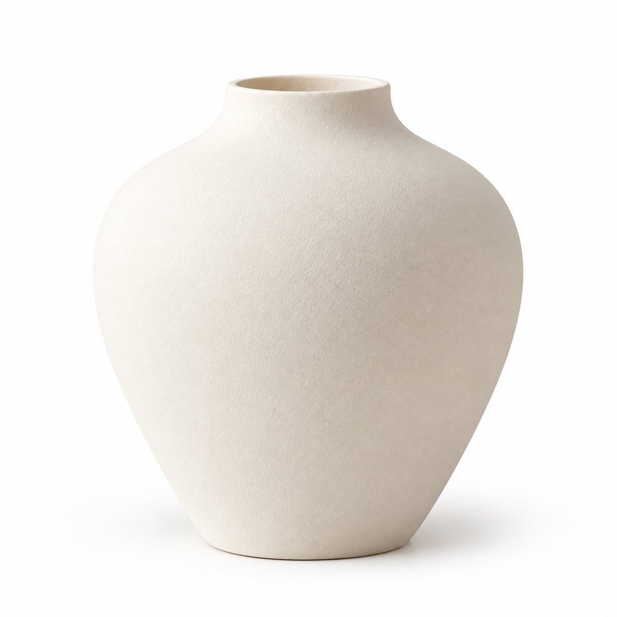 White matte vase, front view on white background